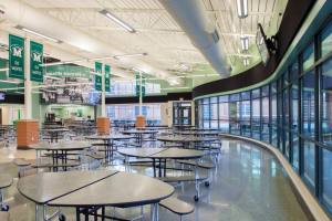 New cafeteria highlighting old yearbook photos to build a sense of community pride.