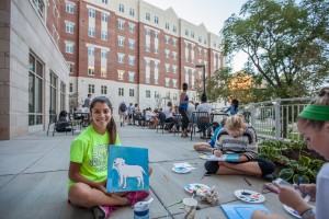 Outdoor patio provides student activities and gathering space.