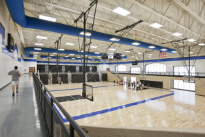 Competition Gymnasium with elevated running track.
