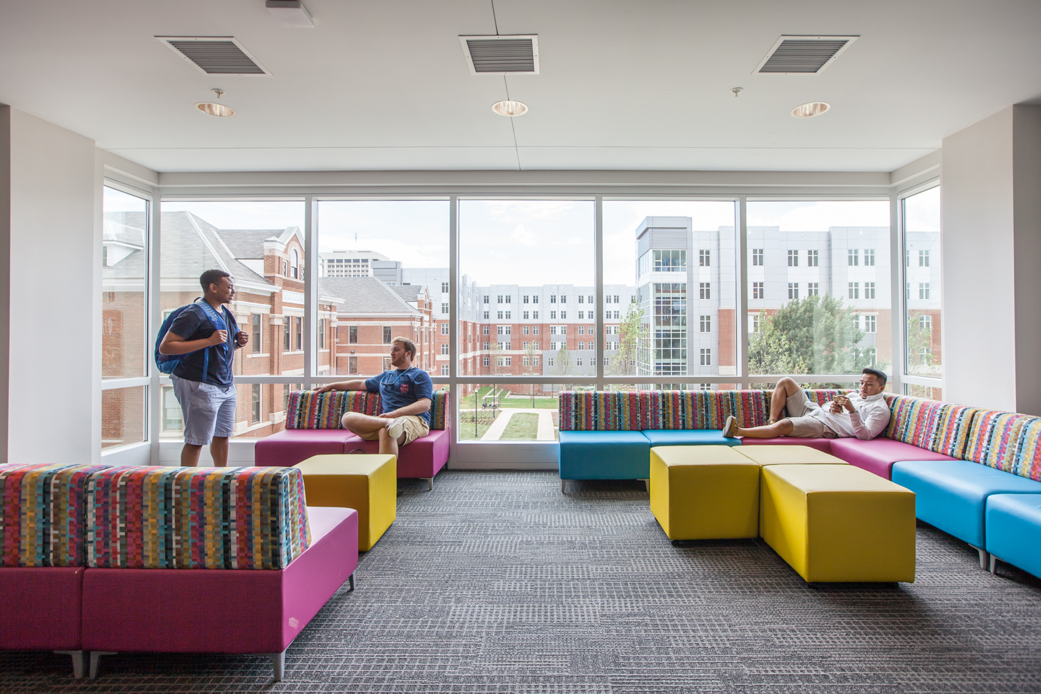 Upper Level Community Room overlooking the courtyard between Boyd and Holmes Hall