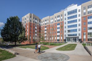 View of Boyd Hall from courtyard looking north