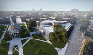 Law School Renovation & Expansion Aerial view of Memorial Lawn