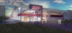 Night proposed view of EKU Powell Center north exterior